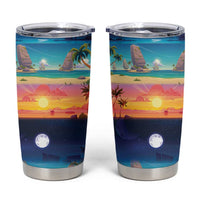 Hawaii Beach Landscape Time-Lapse Tumbler Cup Tropical Plumeria Flowers - Wonder Print Shop