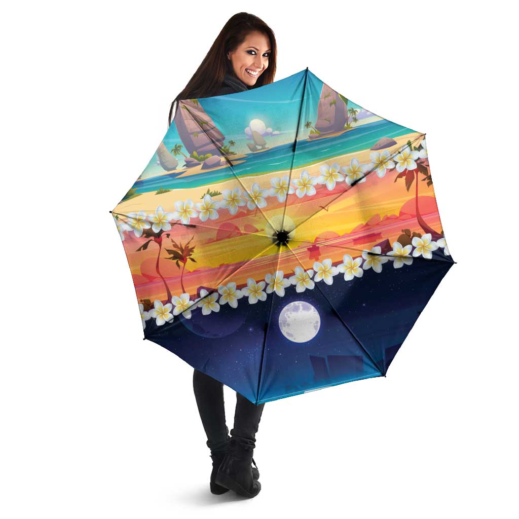 Hawaii Beach Landscape Time-Lapse Umbrella Tropical Plumeria Flowers - Wonder Print Shop