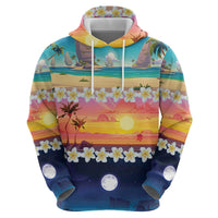 Hawaii Beach Landscape Time-Lapse Zip Hoodie Tropical Plumeria Flowers - Wonder Print Shop