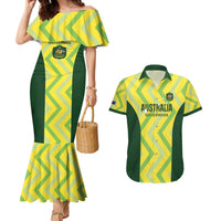 Australia Socceroos 2025 Couples Matching Mermaid Dress and Hawaiian Shirt Forever Golden - Wonder Print Shop
