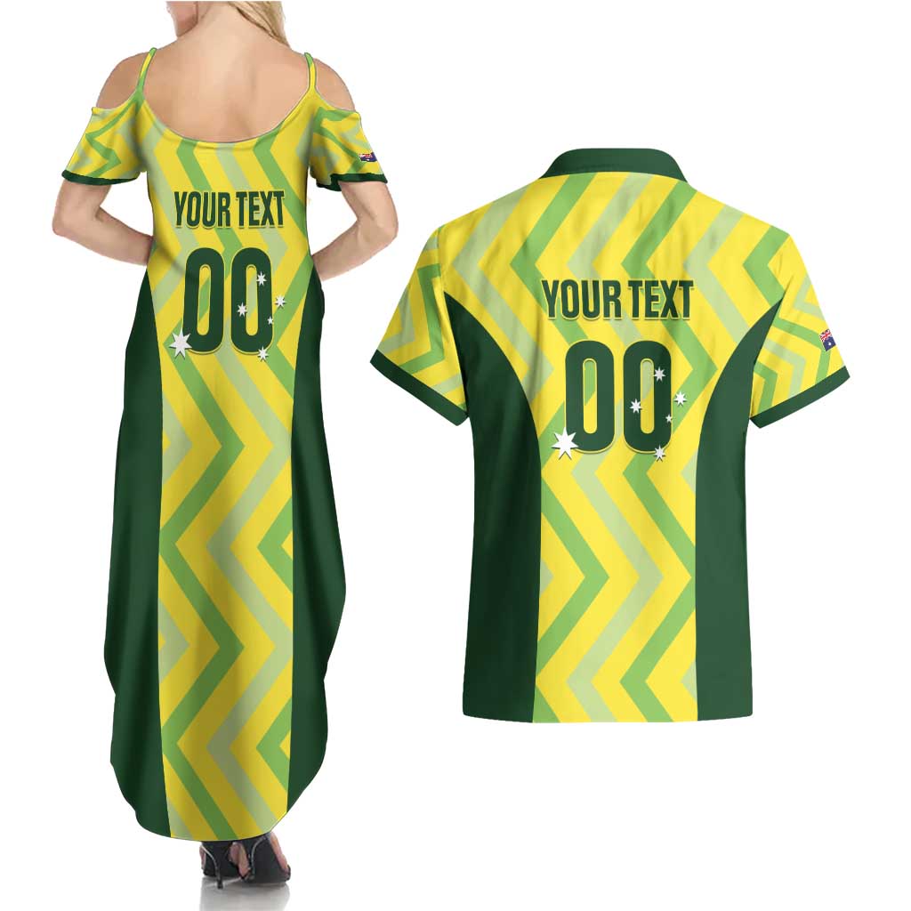 Australia Socceroos 2025 Couples Matching Summer Maxi Dress and Hawaiian Shirt Forever Golden - Wonder Print Shop