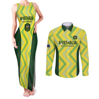 Australia Socceroos 2025 Couples Matching Tank Maxi Dress and Long Sleeve Button Shirt Forever Golden - Wonder Print Shop