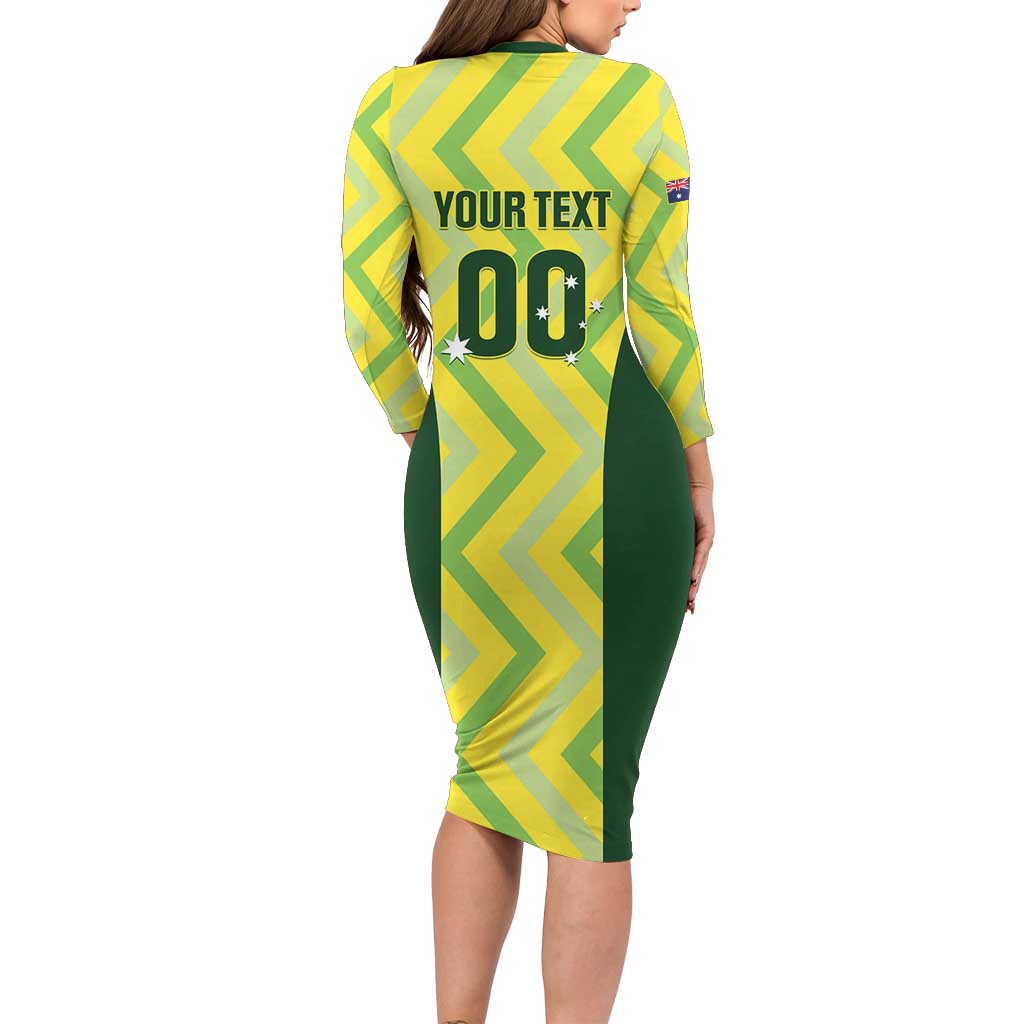 Australia Socceroos 2025 Family Matching Long Sleeve Bodycon Dress and Hawaiian Shirt Forever Golden - Wonder Print Shop