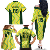 Australia Socceroos 2025 Family Matching Off The Shoulder Long Sleeve Dress and Hawaiian Shirt Forever Golden - Wonder Print Shop