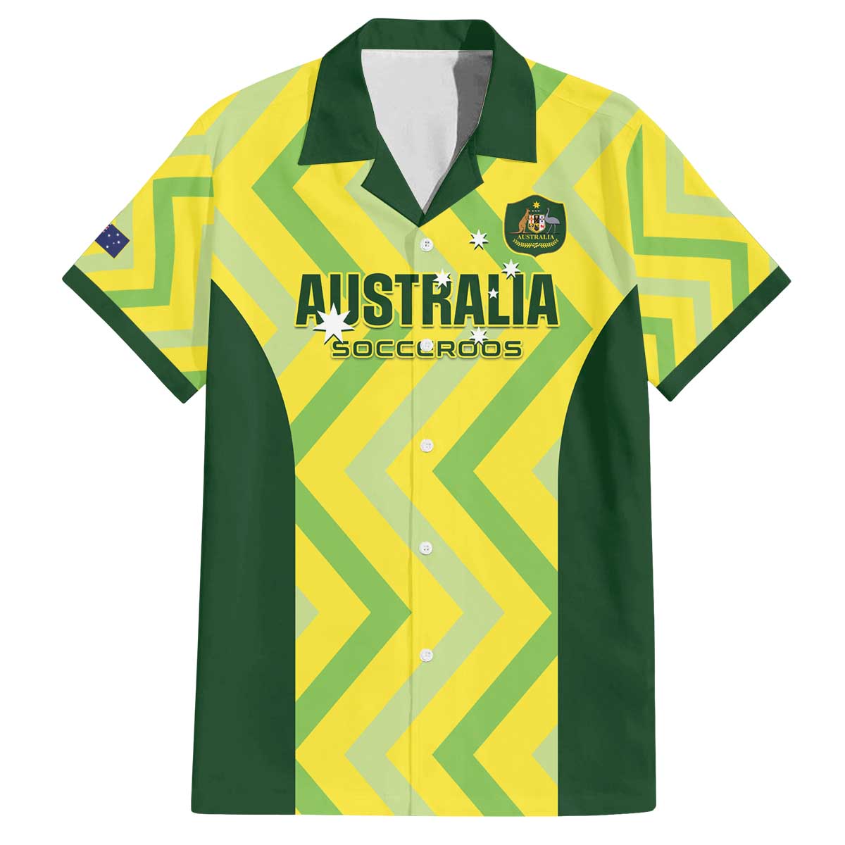 Australia Socceroos 2025 Family Matching Off The Shoulder Long Sleeve Dress and Hawaiian Shirt Forever Golden - Wonder Print Shop