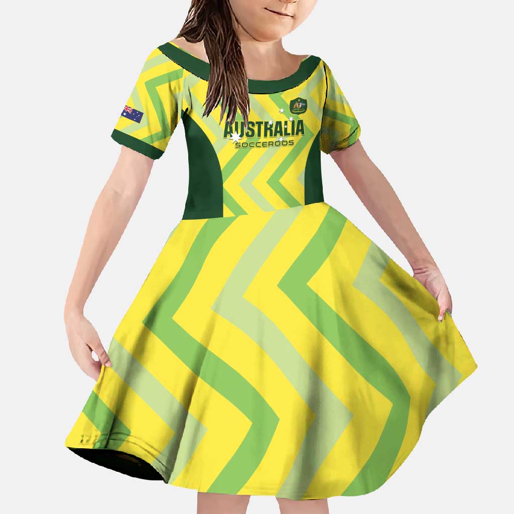 Australia Socceroos 2025 Family Matching Off Shoulder Maxi Dress and Hawaiian Shirt Forever Golden - Wonder Print Shop