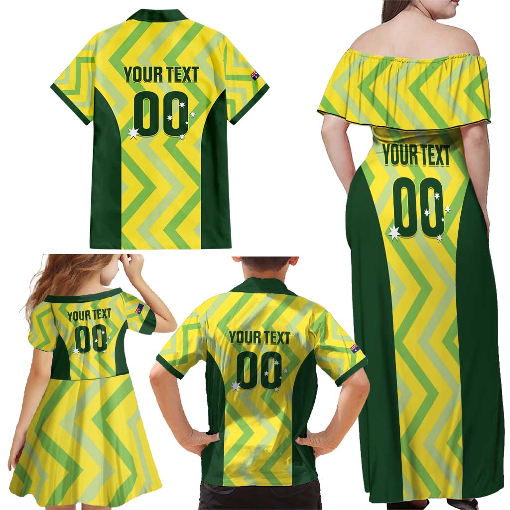 Australia Socceroos 2025 Family Matching Off Shoulder Maxi Dress and Hawaiian Shirt Forever Golden - Wonder Print Shop