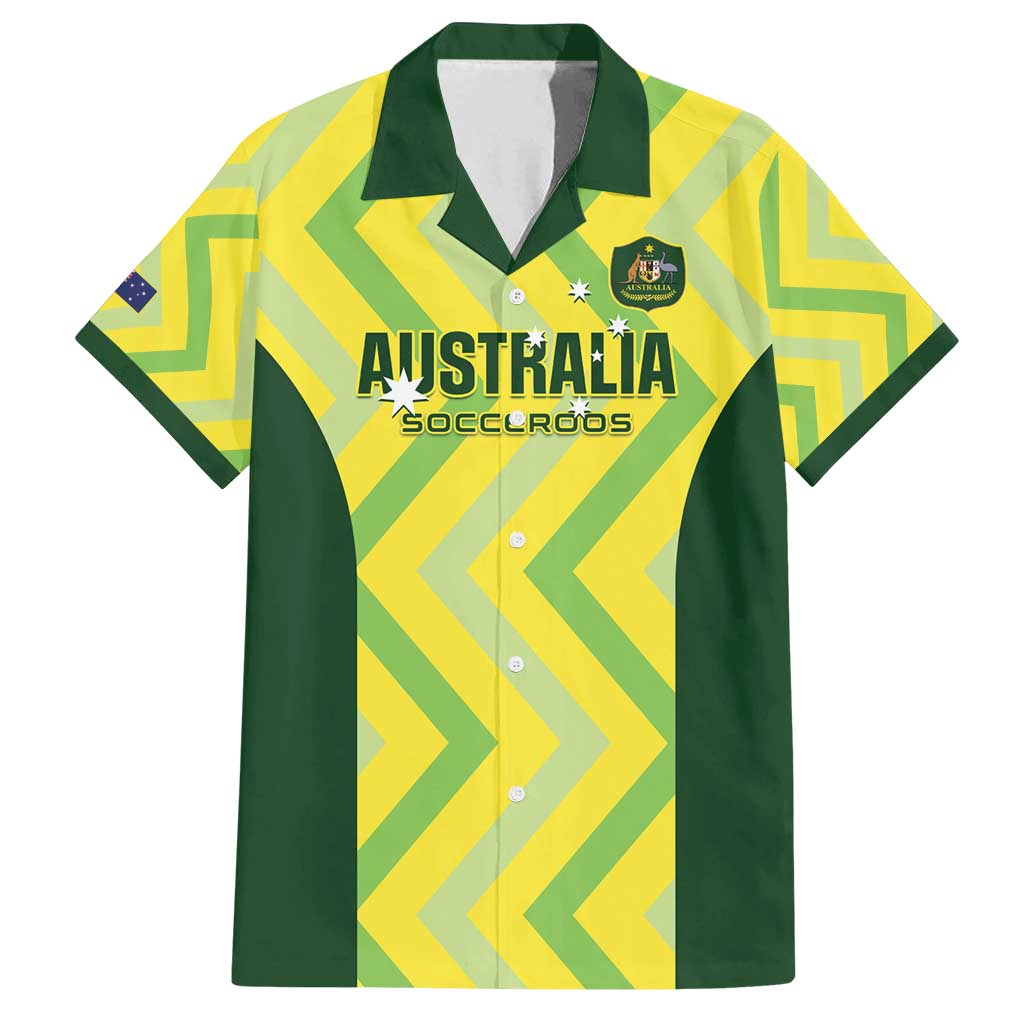 Australia Socceroos 2025 Family Matching Off Shoulder Maxi Dress and Hawaiian Shirt Forever Golden - Wonder Print Shop
