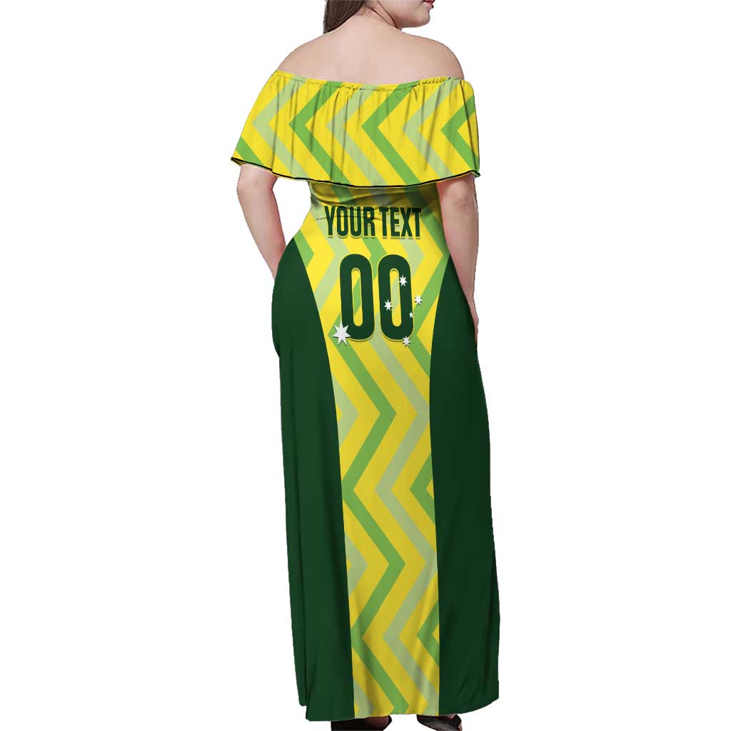 Australia Socceroos 2025 Family Matching Off Shoulder Maxi Dress and Hawaiian Shirt Forever Golden - Wonder Print Shop