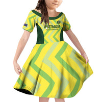 Australia Socceroos 2025 Family Matching Off Shoulder Short Dress and Hawaiian Shirt Forever Golden - Wonder Print Shop