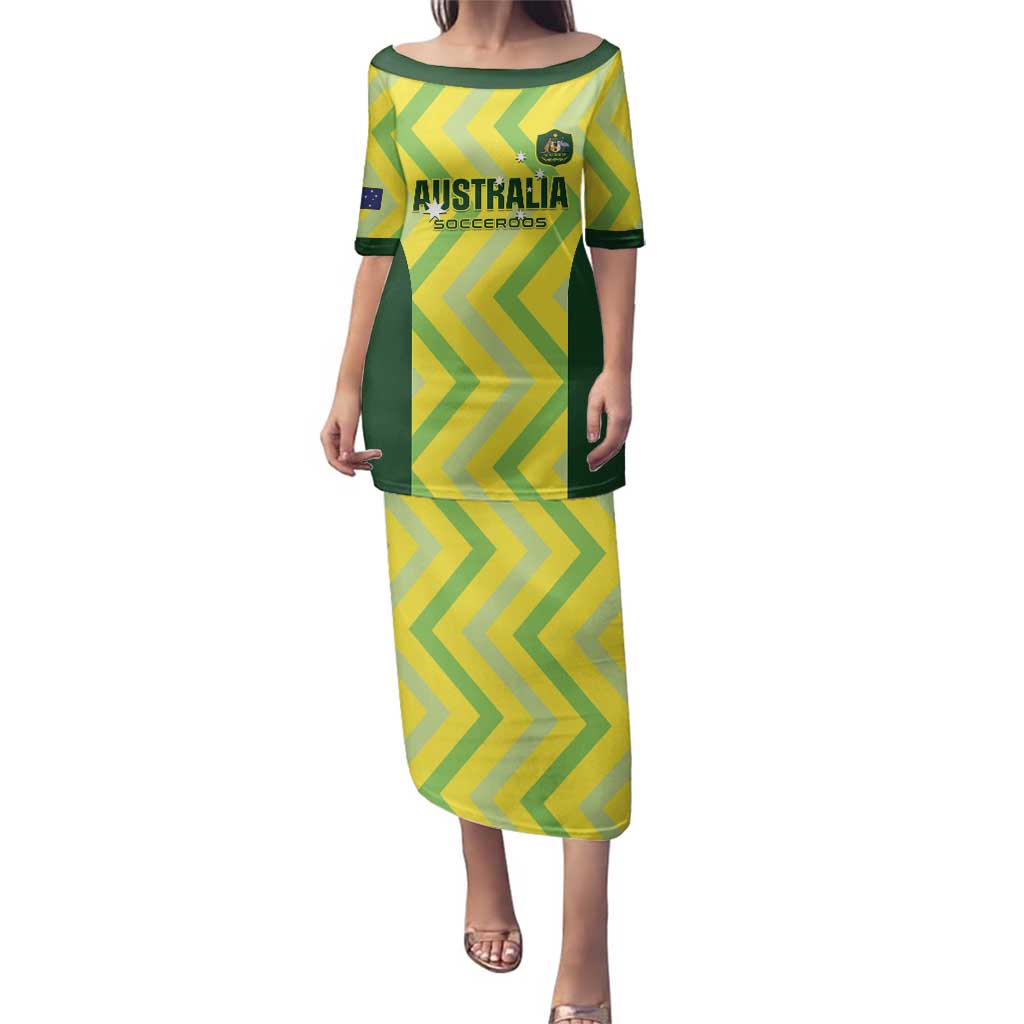 Australia Socceroos 2025 Family Matching Puletasi and Hawaiian Shirt Forever Golden - Wonder Print Shop