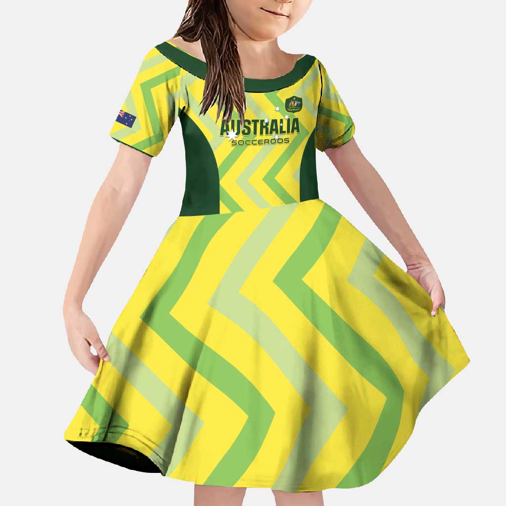 Australia Socceroos 2025 Family Matching Short Sleeve Bodycon Dress and Hawaiian Shirt Forever Golden - Wonder Print Shop