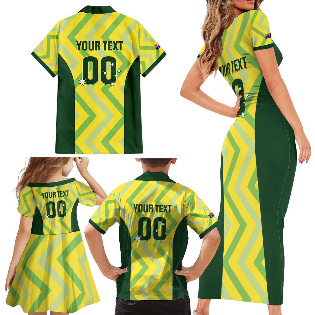 Australia Socceroos 2025 Family Matching Short Sleeve Bodycon Dress and Hawaiian Shirt Forever Golden - Wonder Print Shop