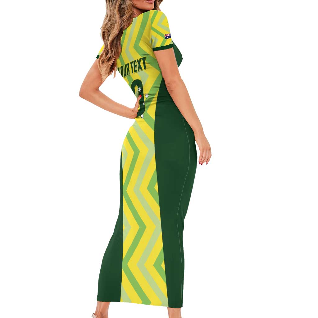 Australia Socceroos 2025 Family Matching Short Sleeve Bodycon Dress and Hawaiian Shirt Forever Golden - Wonder Print Shop