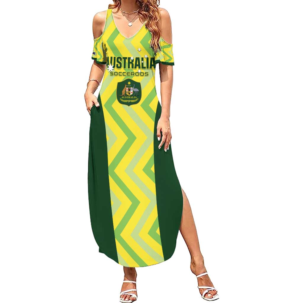 Australia Socceroos 2025 Family Matching Summer Maxi Dress and Hawaiian Shirt Forever Golden - Wonder Print Shop