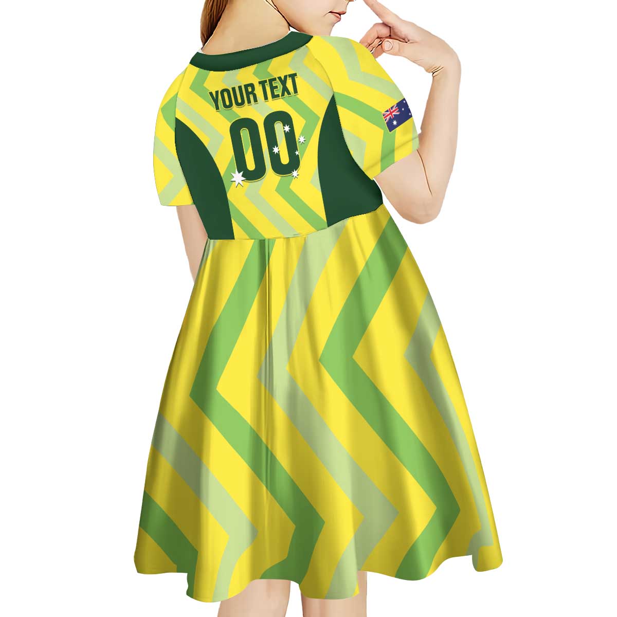 Australia Socceroos 2025 Kid Short Sleeve Dress Forever Golden - Wonder Print Shop