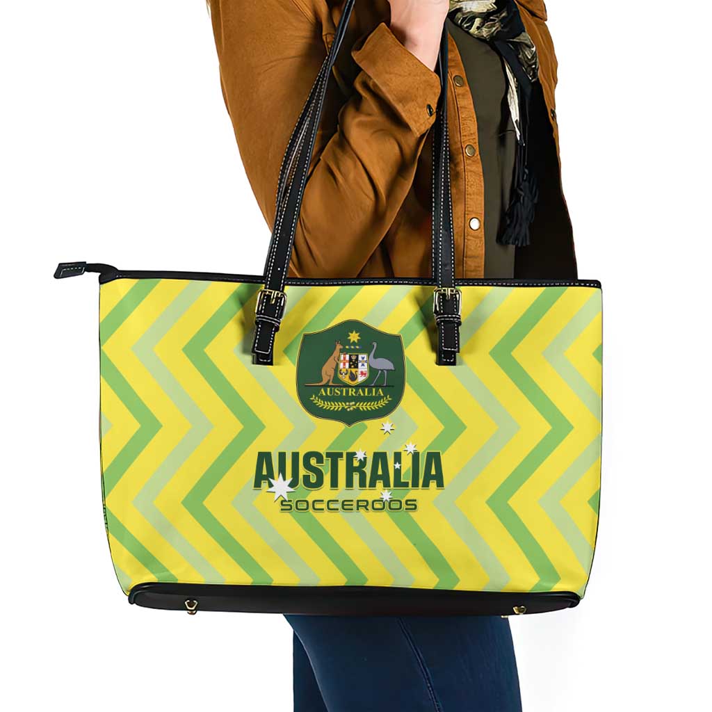 Australia Socceroos 2025 Leather Tote Bag Forever Golden - Wonder Print Shop