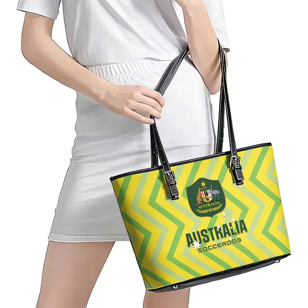 Australia Socceroos 2025 Leather Tote Bag Forever Golden - Wonder Print Shop