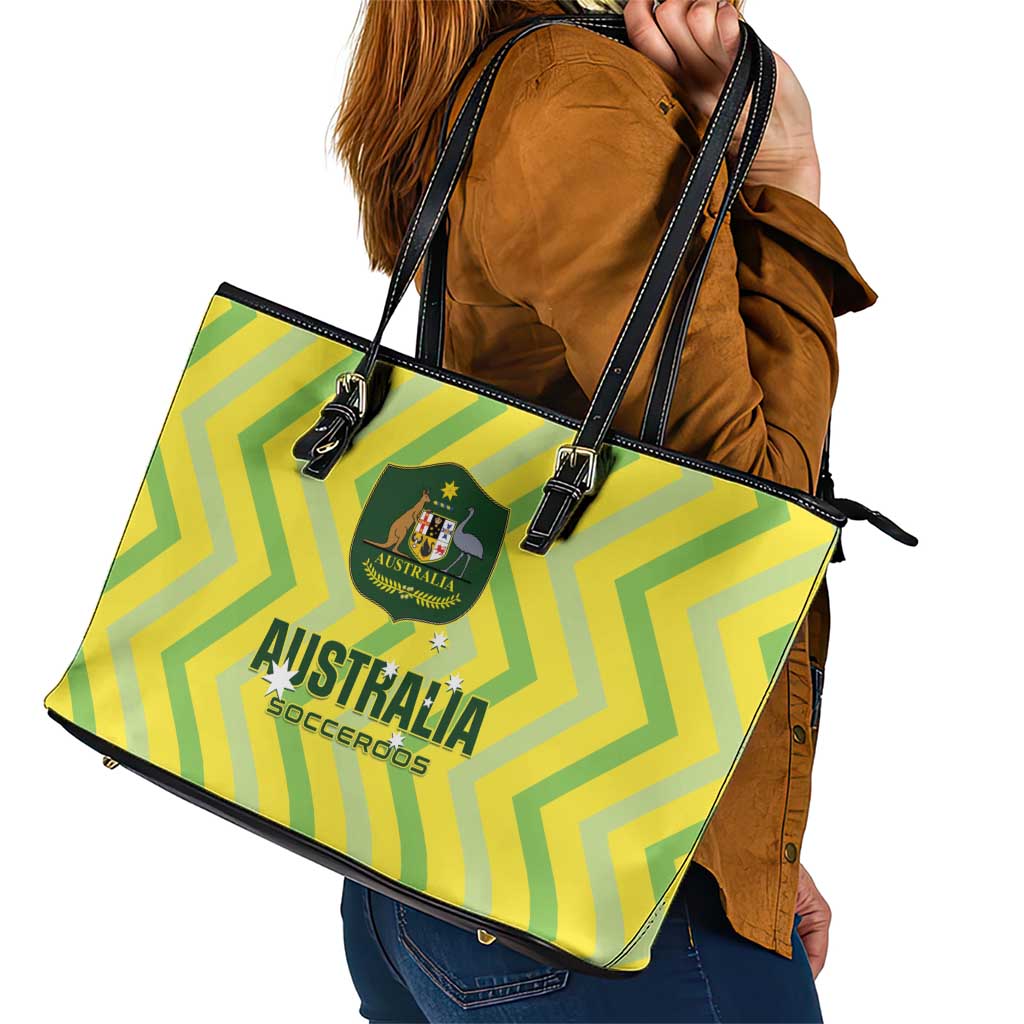 Australia Socceroos 2025 Leather Tote Bag Forever Golden - Wonder Print Shop