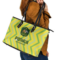Australia Socceroos 2025 Leather Tote Bag Forever Golden - Wonder Print Shop