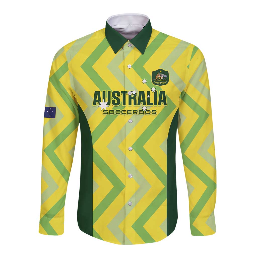 Australia Socceroos 2025 Long Sleeve Button Shirt Forever Golden - Wonder Print Shop