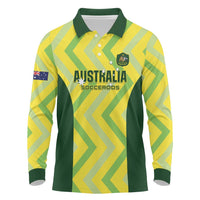 Australia Socceroos 2025 Long Sleeve Polo Shirt Forever Golden - Wonder Print Shop