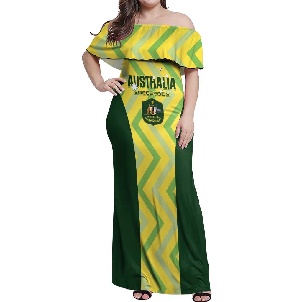 Australia Socceroos 2025 Off Shoulder Maxi Dress Forever Golden - Wonder Print Shop