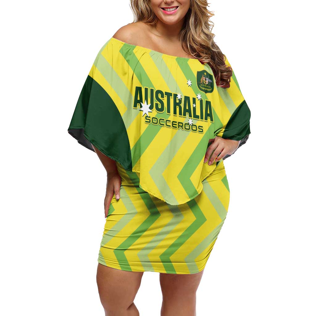 Australia Socceroos 2025 Off Shoulder Short Dress Forever Golden - Wonder Print Shop