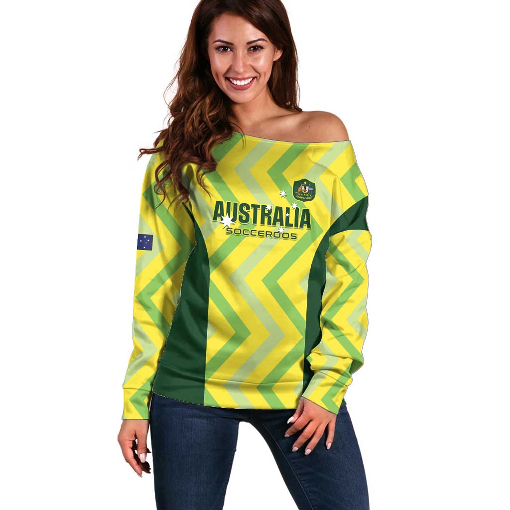 Australia Socceroos 2025 Off Shoulder Sweater Forever Golden - Wonder Print Shop