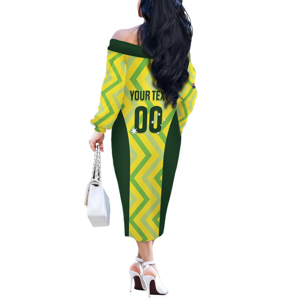 Australia Socceroos 2025 Off The Shoulder Long Sleeve Dress Forever Golden - Wonder Print Shop