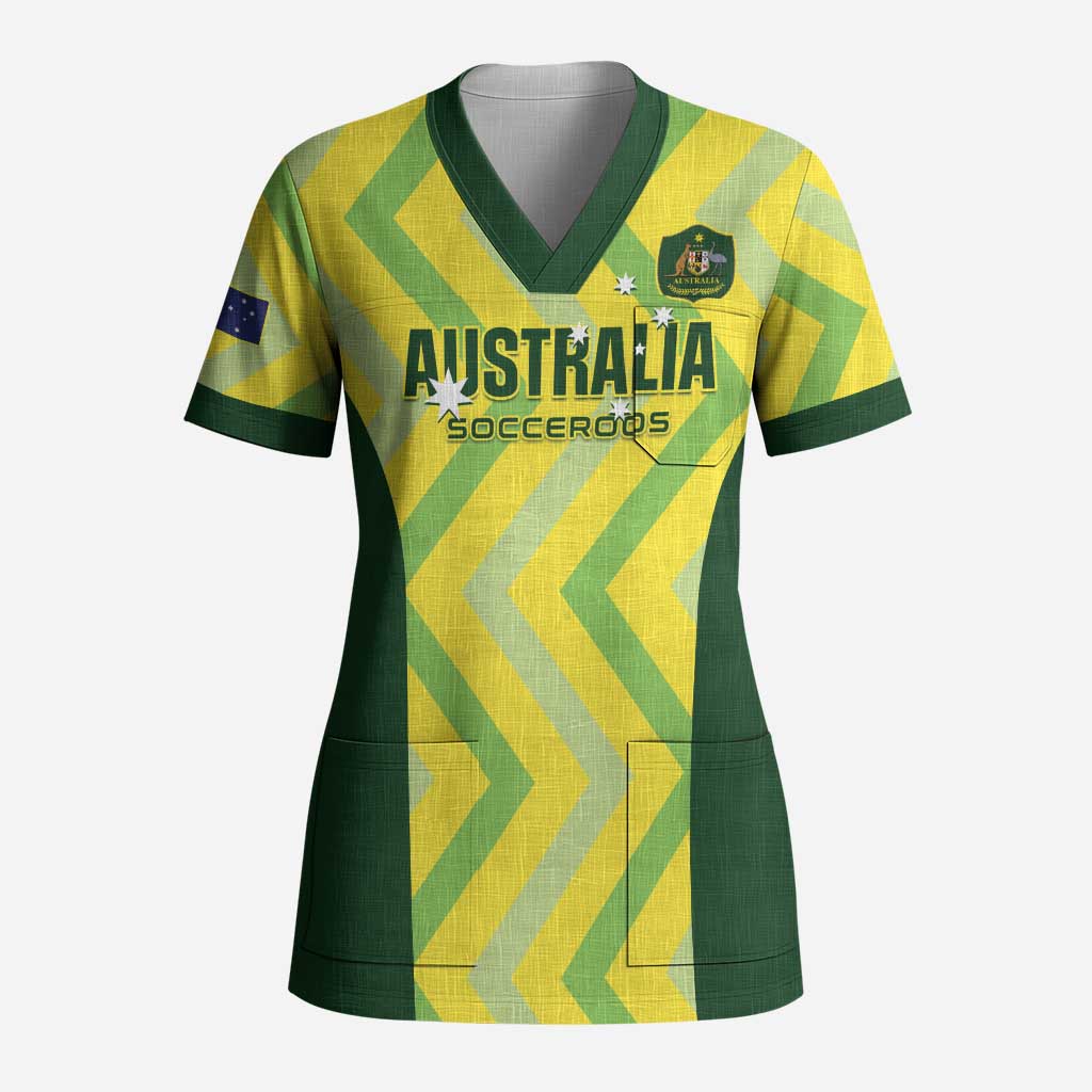 Australia Socceroos 2025 Scrub Top Forever Golden - Wonder Print Shop