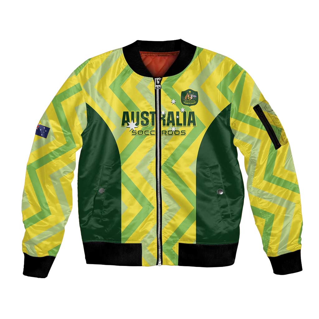 Australia Socceroos 2025 Sleeve Zip Bomber Jacket Forever Golden - Wonder Print Shop