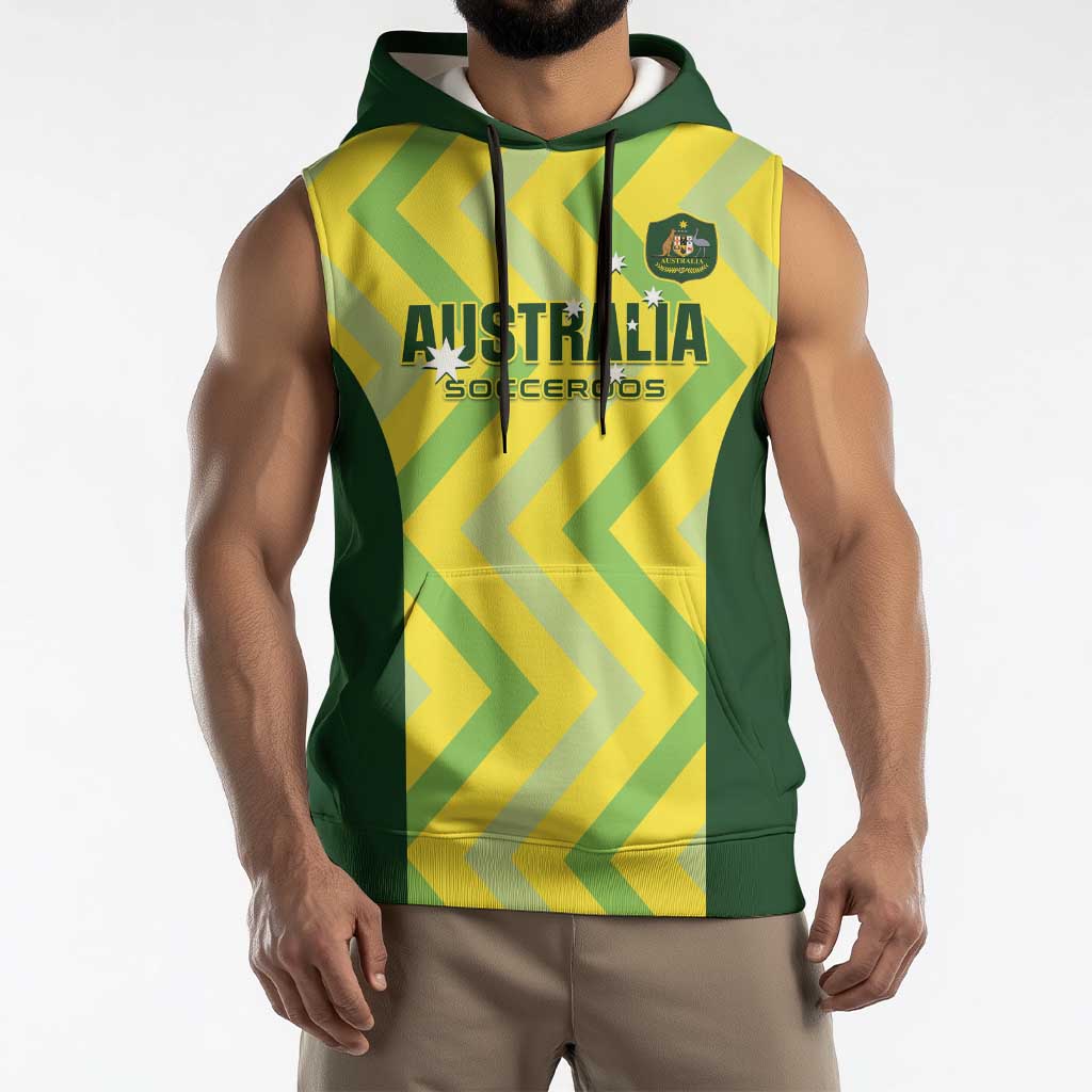 Australia Socceroos 2025 Sleeveless Hoodie Forever Golden - Wonder Print Shop