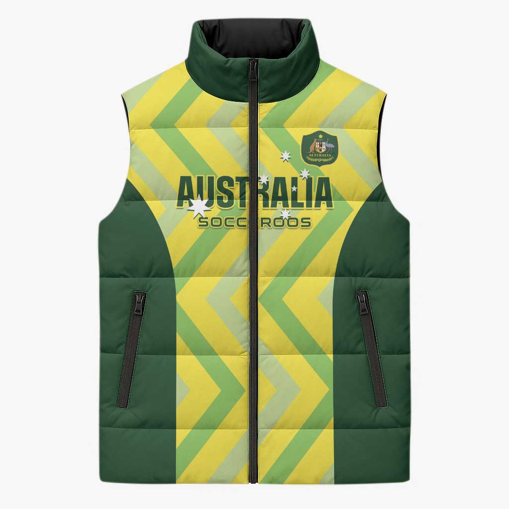 Australia Socceroos 2025 Sleeveless Puffer Jacket Forever Golden - Wonder Print Shop