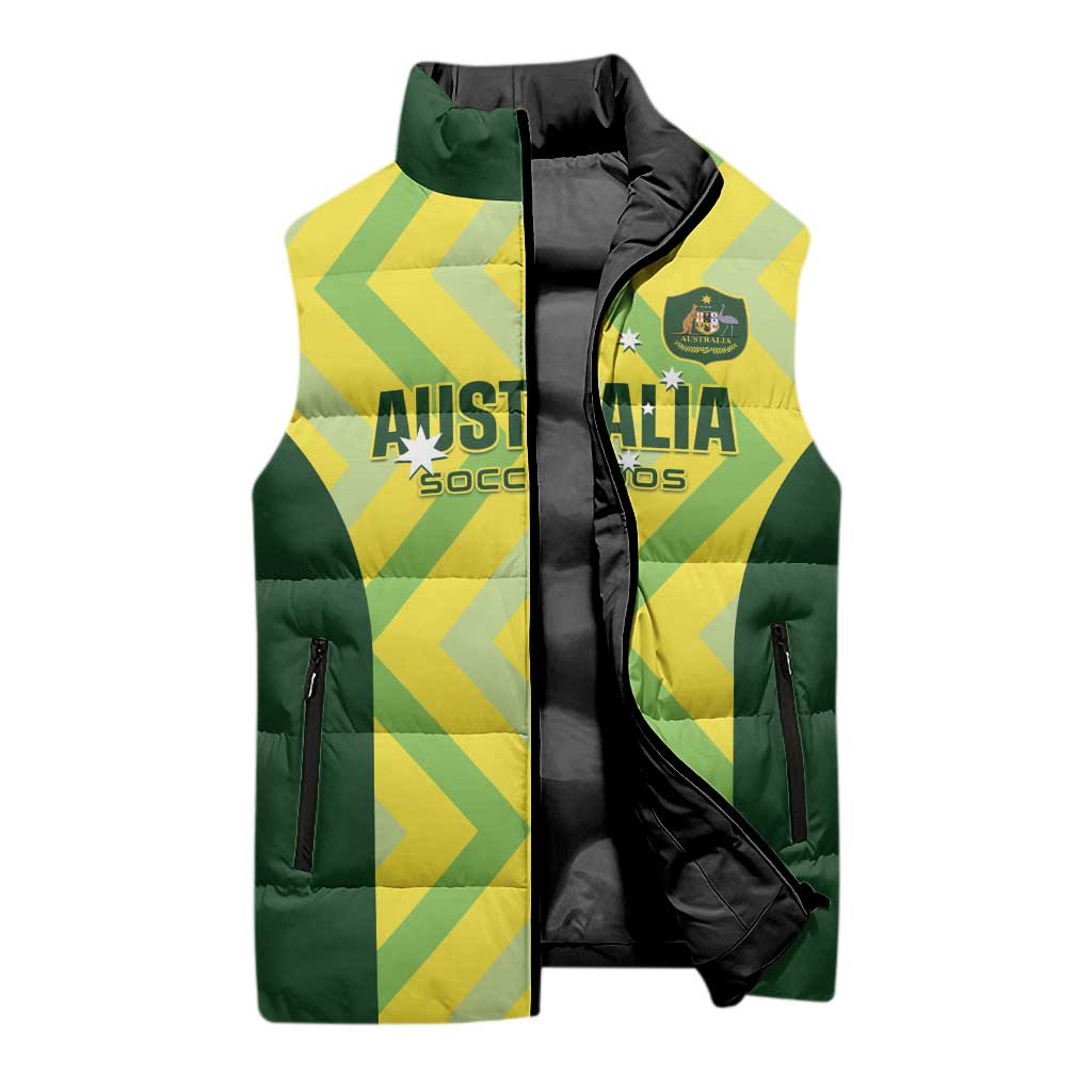 Australia Socceroos 2025 Sleeveless Puffer Jacket Forever Golden - Wonder Print Shop