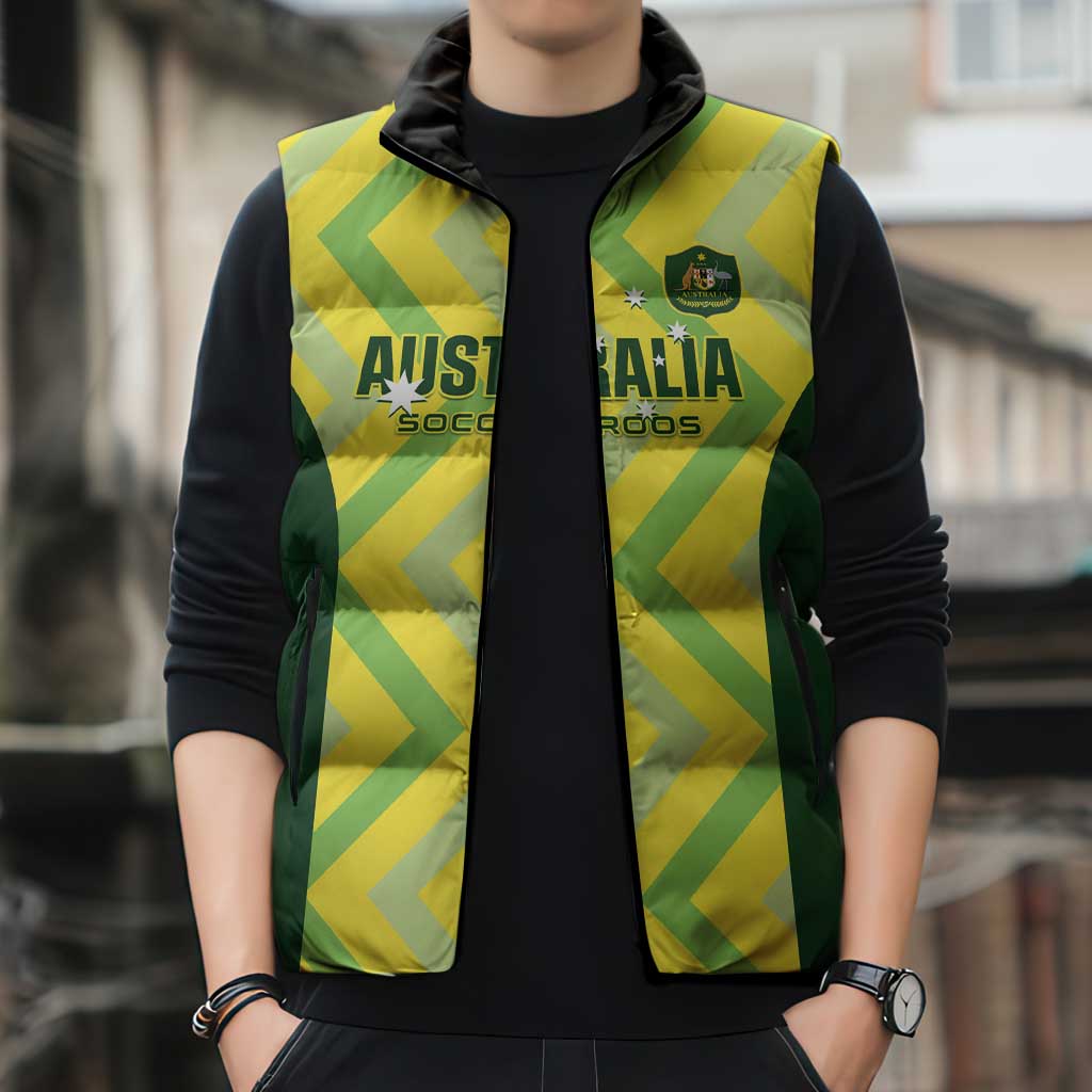 Australia Socceroos 2025 Sleeveless Puffer Jacket Forever Golden - Wonder Print Shop