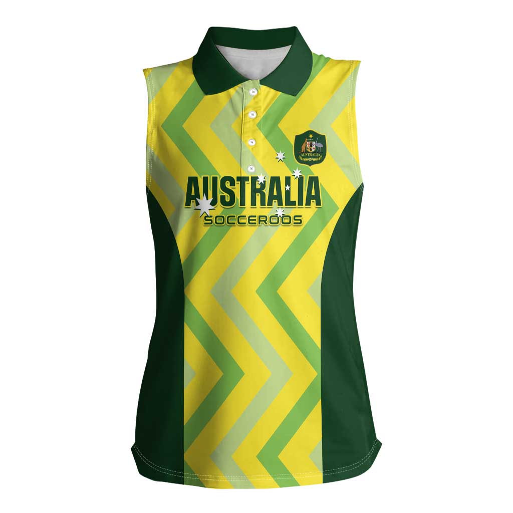 Australia Socceroos 2025 Women Sleeveless Polo Shirt Forever Golden - Wonder Print Shop