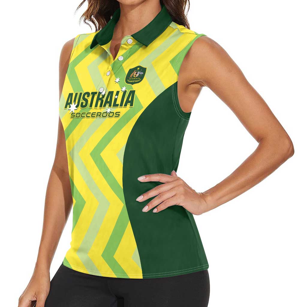 Australia Socceroos 2025 Women Sleeveless Polo Shirt Forever Golden - Wonder Print Shop