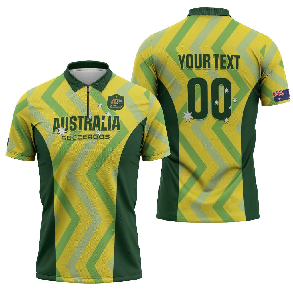 Australia Socceroos 2025 Zipper Polo Shirt Forever Golden - Wonder Print Shop