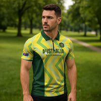 Australia Socceroos 2025 Zipper Polo Shirt Forever Golden - Wonder Print Shop