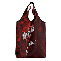 Fiji Masi Grocery Bag Fijian Hibiscus Tapa Red Version