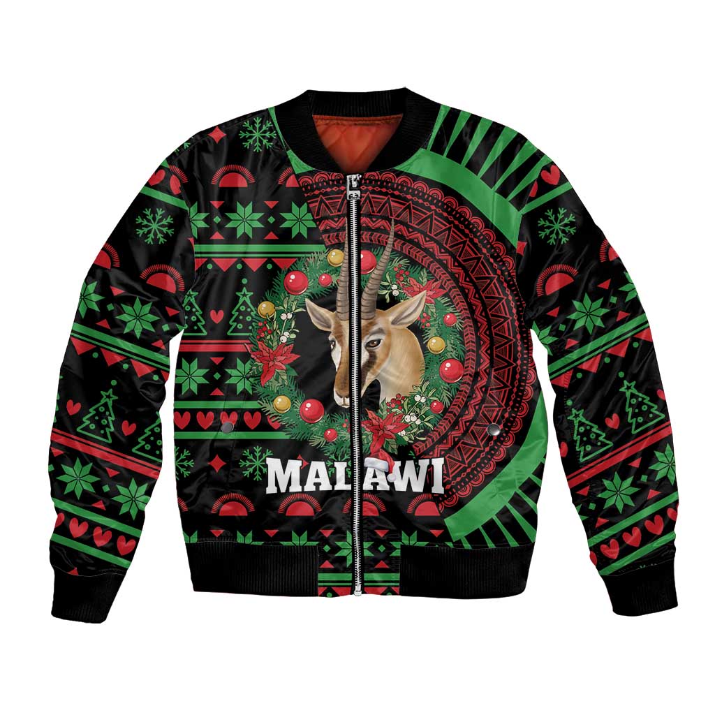 Personalized Malawi Christmas Bomber Jacket Thompson Gazelle - African Pattern - Wonder Print Shop