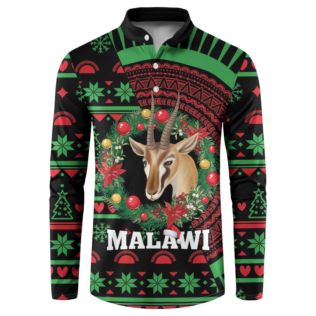 Personalized Malawi Christmas Button Sweatshirt Thompson Gazelle - African Pattern - Wonder Print Shop