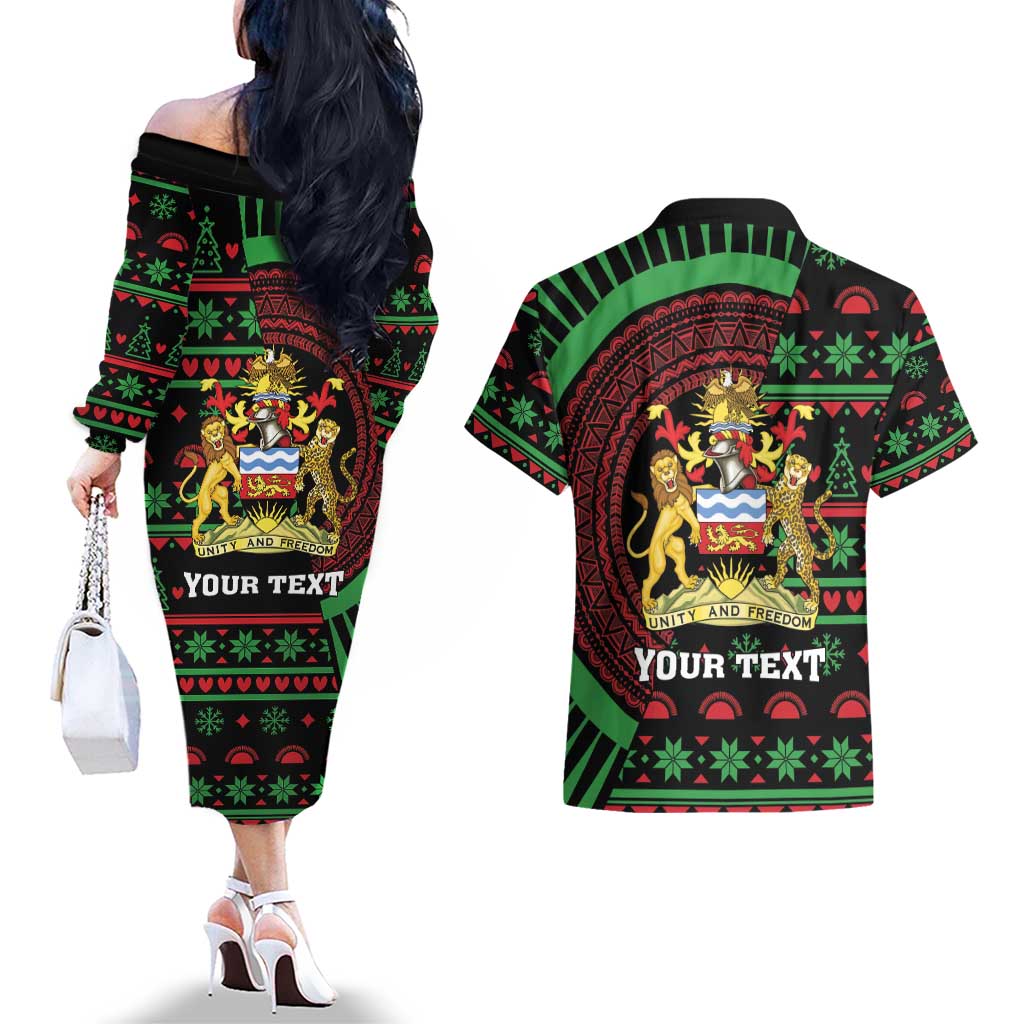 Personalized Malawi Christmas Couples Matching Off The Shoulder Long Sleeve Dress and Hawaiian Shirt Thompson Gazelle - African Pattern - Wonder Print Shop