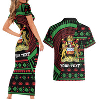 Personalized Malawi Christmas Couples Matching Short Sleeve Bodycon Dress and Hawaiian Shirt Thompson Gazelle - African Pattern - Wonder Print Shop