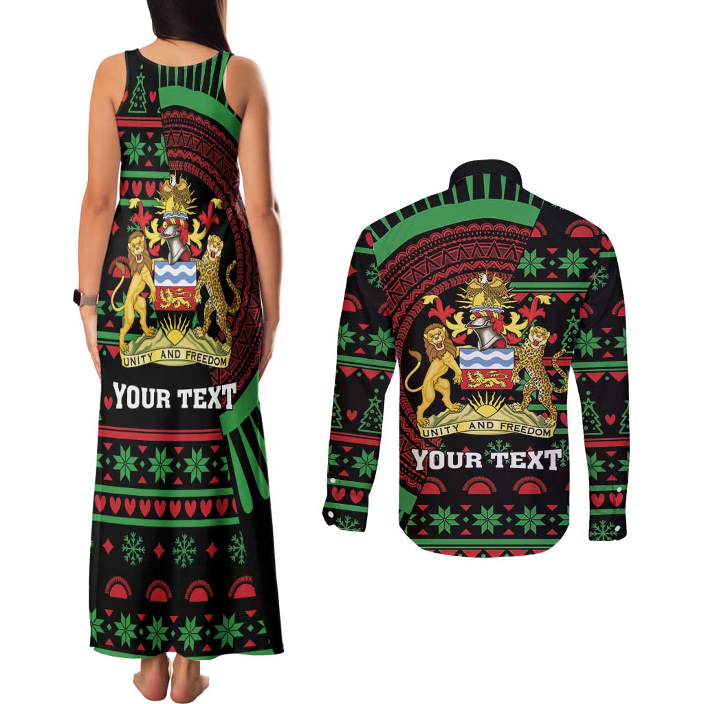 Personalized Malawi Christmas Couples Matching Tank Maxi Dress and Long Sleeve Button Shirt Thompson Gazelle - African Pattern - Wonder Print Shop