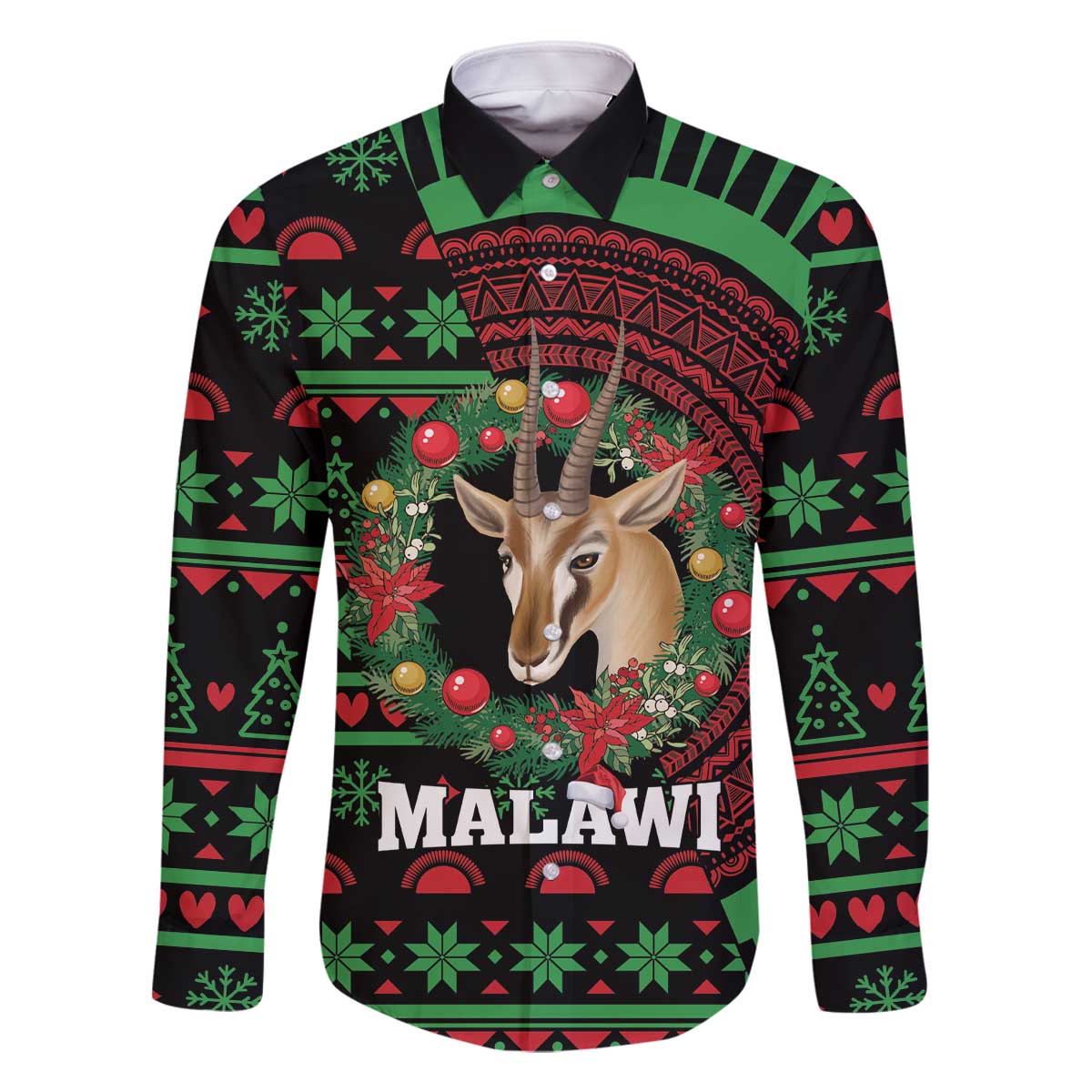 Personalized Malawi Christmas Family Matching Off The Shoulder Long Sleeve Dress and Hawaiian Shirt Thompson Gazelle - African Pattern - Wonder Print Shop