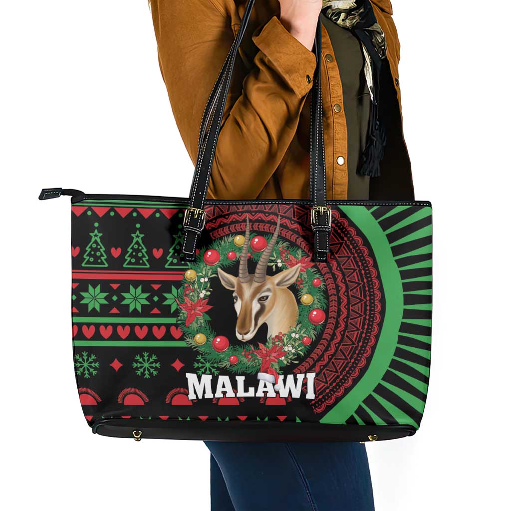 Malawi Christmas Leather Tote Bag Thompson Gazelle - African Pattern - Wonder Print Shop