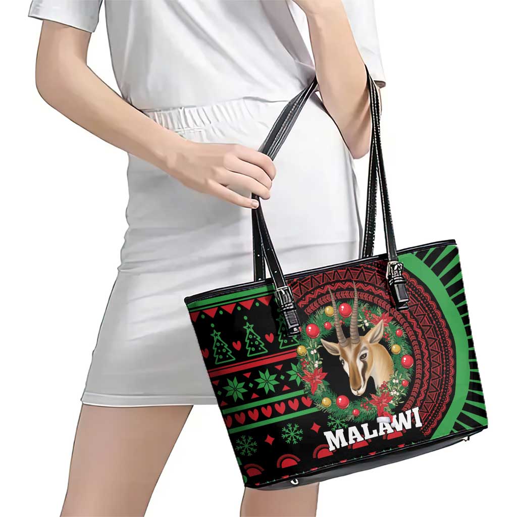 Malawi Christmas Leather Tote Bag Thompson Gazelle - African Pattern - Wonder Print Shop