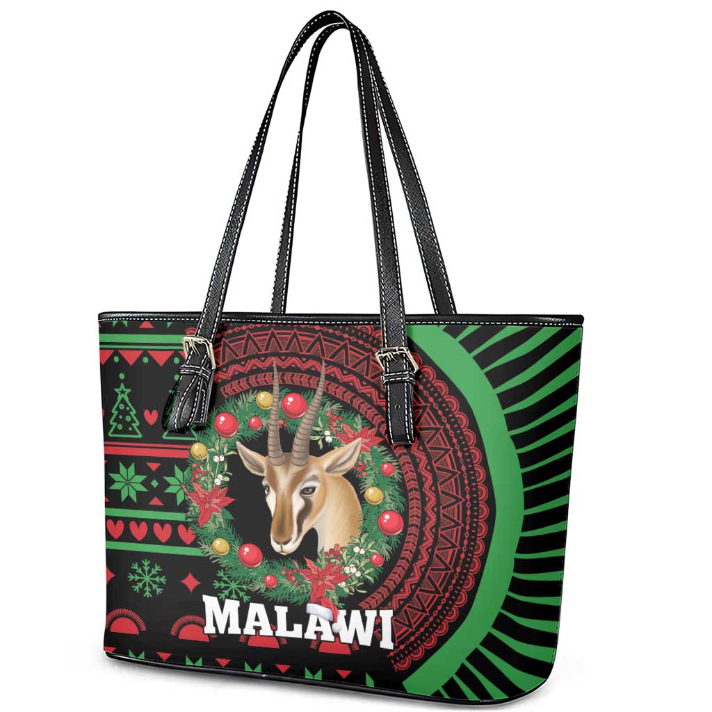 Malawi Christmas Leather Tote Bag Thompson Gazelle - African Pattern - Wonder Print Shop
